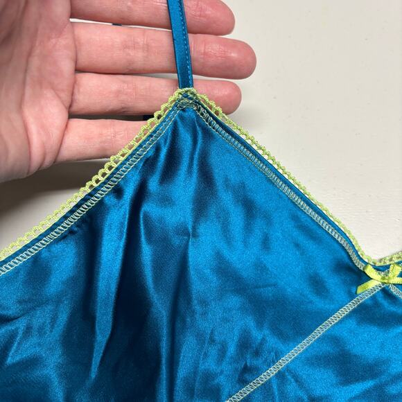 Babydoll Tank Top Satin Blue XL Y2K going out top No Boundaries - Picture 4 of 7